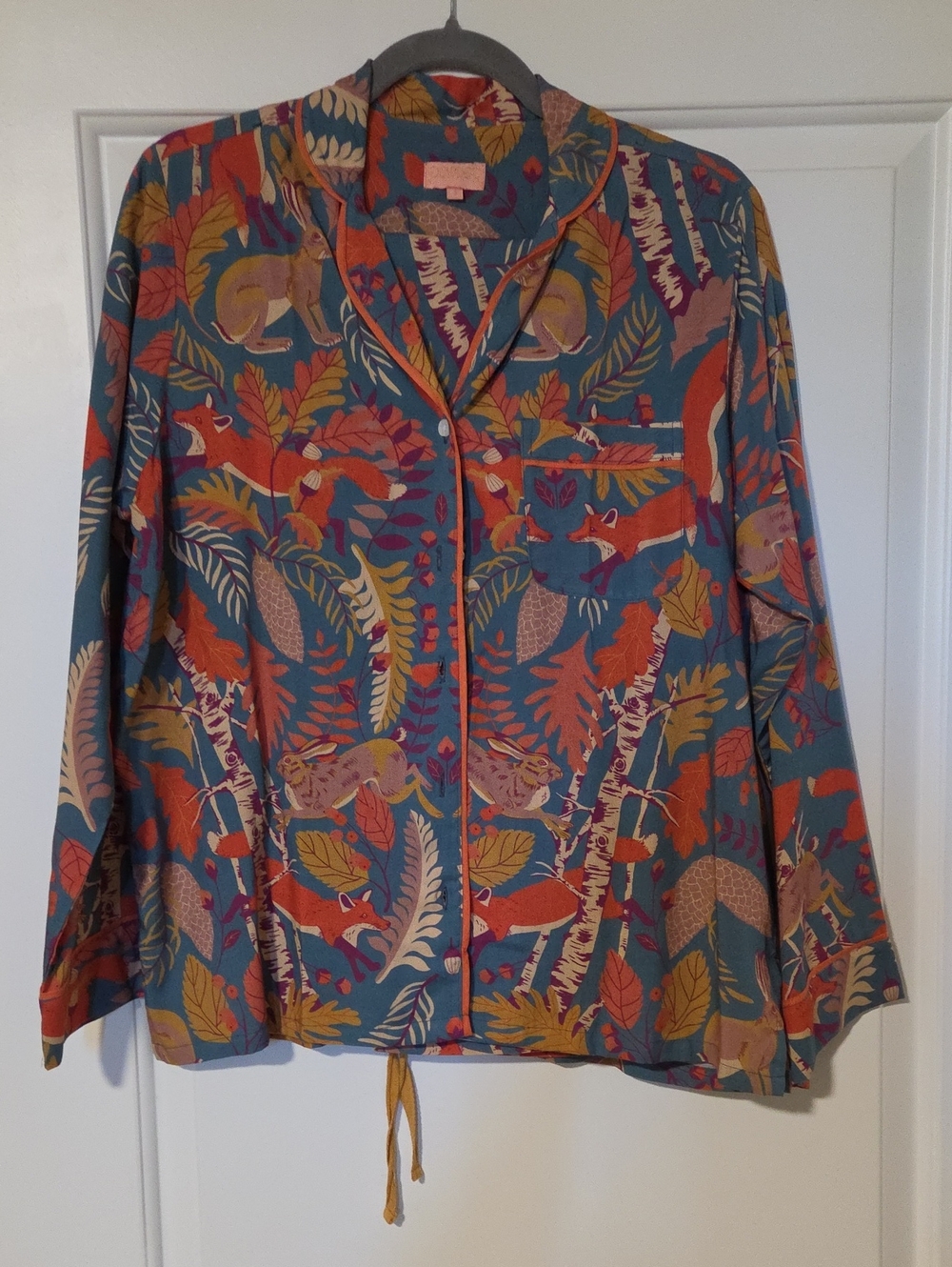 Teal Forest-Print Button-Down Shirt